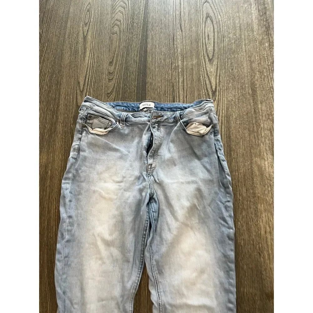 Pistola Arielle Skinny Scissor Cut Hem Jeans Mid Rise Light Wash Blue Size 33 - Picture 2 of 12